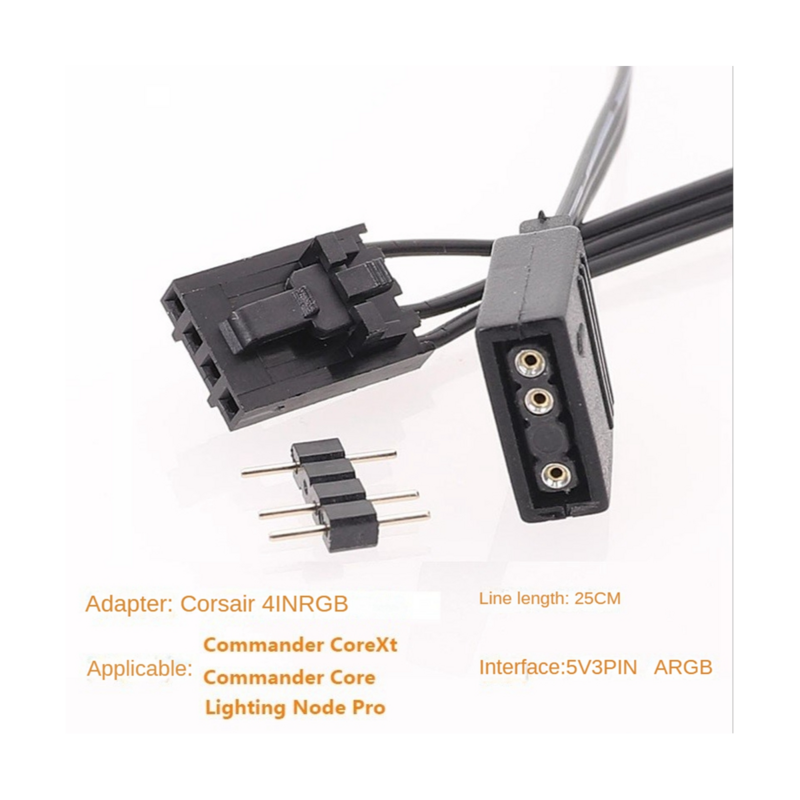 Dla Corsair 4PIN RGB do standardowego ARGB 3-Pin 5V złącze adaptera kabel RGB 25cm