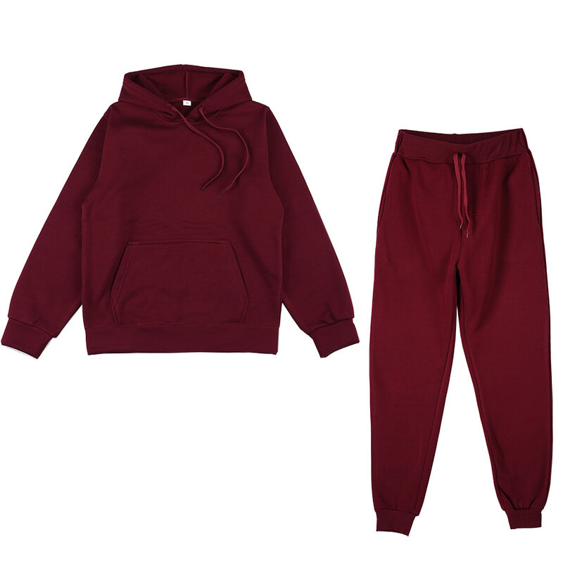 2023 new Winter Thicken Fleece Two-Piece Sets Women Tracksuits Oversized Hooded and Harem Pants Solid Sweatshirts Suits Female