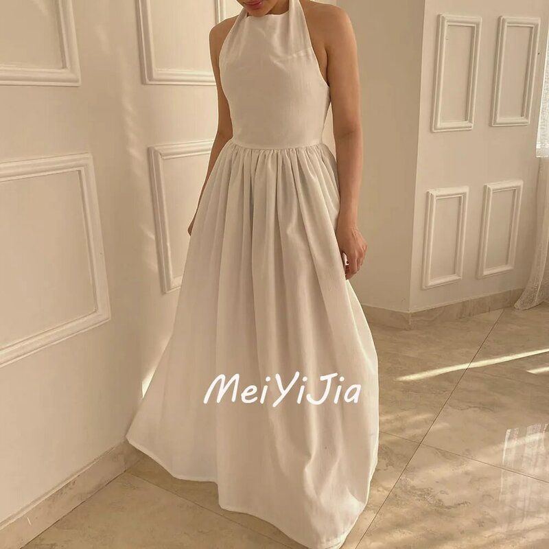 Meiyijia  Evening Dress Halter Sleeveless Zipper up Backless Aline Saudi  Arabia  Sexy Evening Birthday Club Outfits Summer 2024