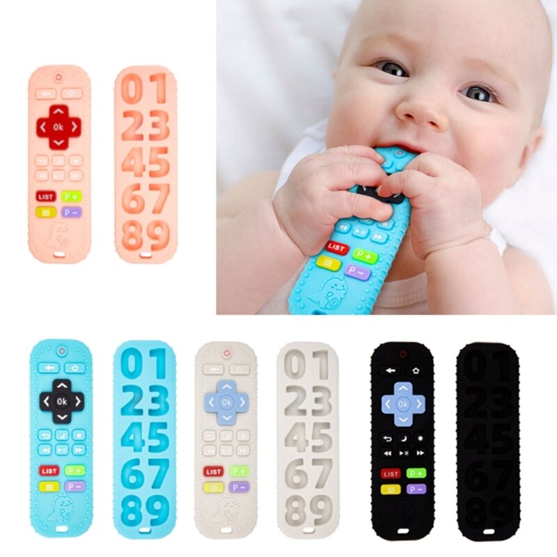Juguete de dentición de bebé de silicona 77HD, juguete de dentición con forma de Control remoto para bebés de 3 a 6, 6 a 12 de