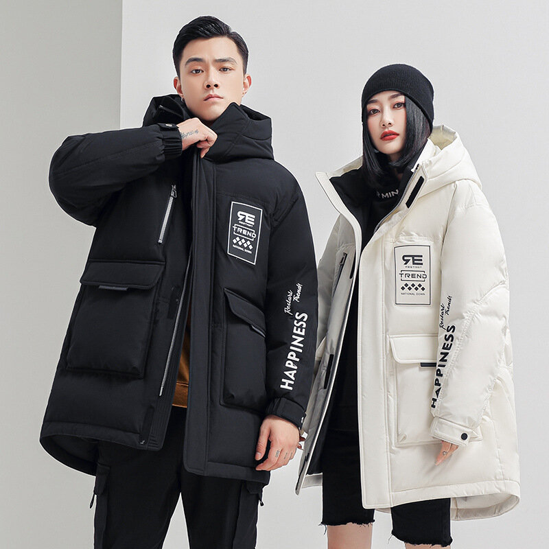 겨울 의류 새로운 국가 표준 90 오리 다운 재킷 남녀 짧은 분리형 후드 코트, 따뜻한 커플 코트.