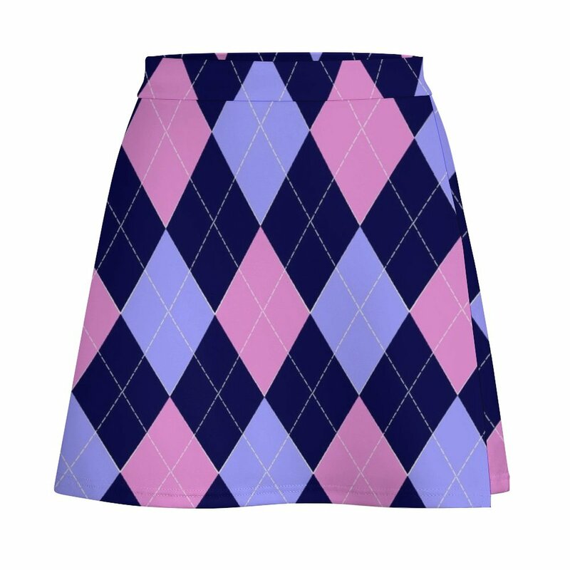 핑크 블루 아가일 패턴 미니 스커트, 한국 스타일 의류