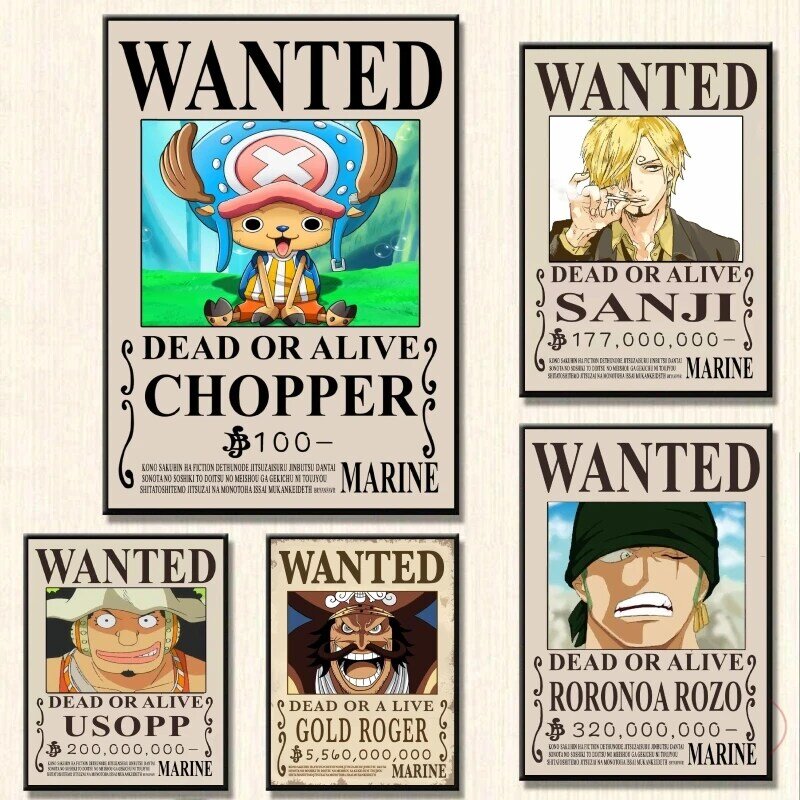 One Piece Anime Posters de Chopper Wanted, Pinturas Decorativas, Prints e Impressões, Arte de Alta Qualidade, Presentes de Aniversário