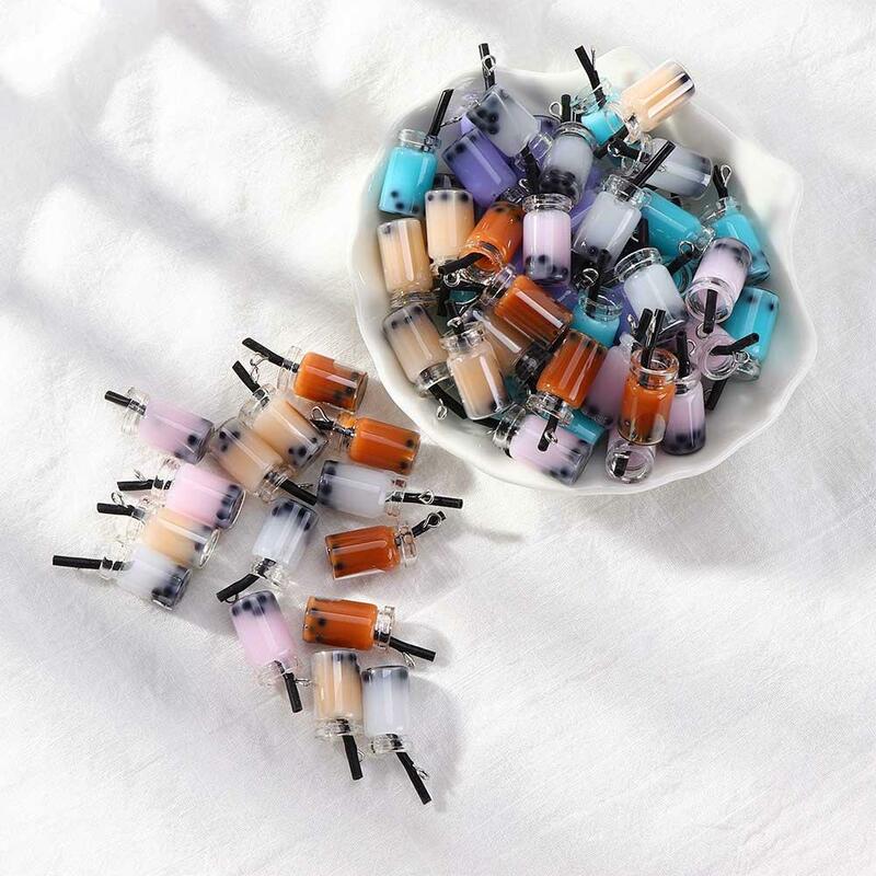 Design Colorful 28*10mm Accessories Pearl Milk Tea Necklace Bracelet Resin Earrings DIY Making Charms Jewelry Making Pendant