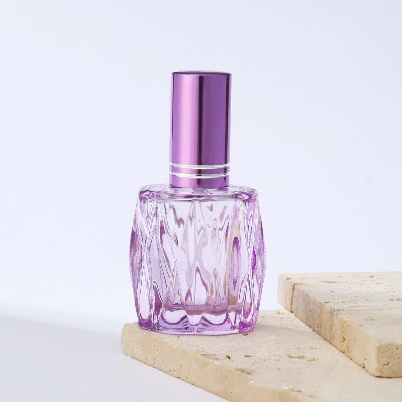 1 szt. 10ml kolorowa kwadratowe szklane butelka na perfumy mała próbka przenośna butelka na Spray kosmetyczny do wielokrotnego napełniania zapachów