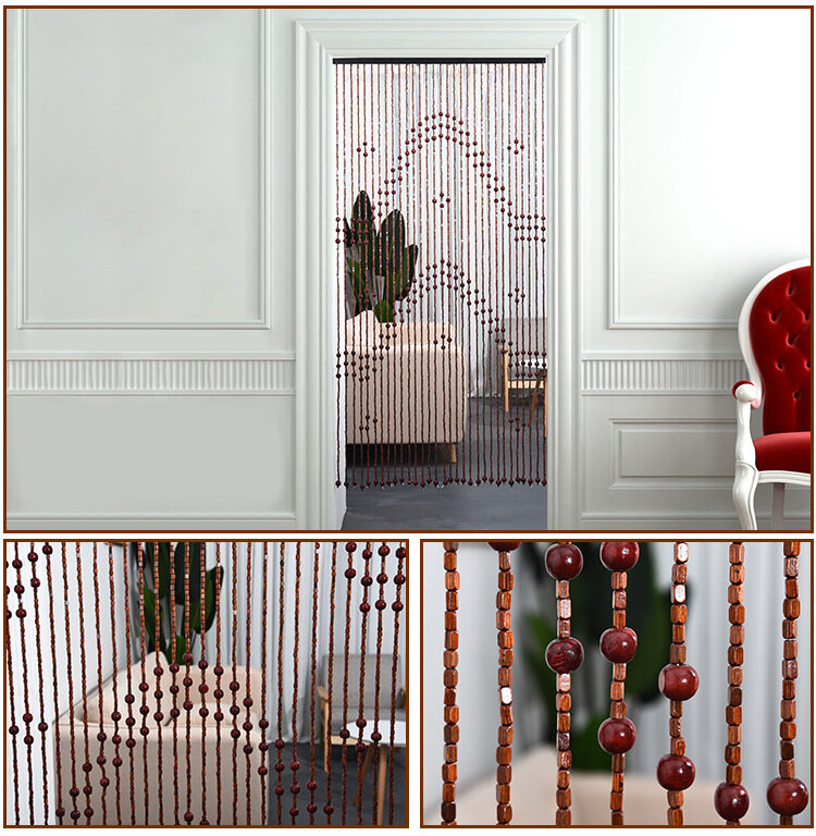 Дверная занавеска в китайском стиле, бамбуковые деревянные бусины, волнистая струна, изысканный декор для двери ручной работы, разделительная занавеска для комнат