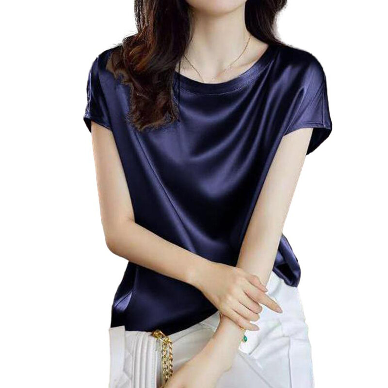 Langlebige Pendler Büro T-Shirt Tops Shopping Kurzarm einfache solide Sommer Basic Frauen Bluse lässig elegant