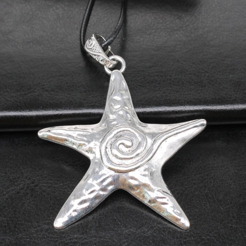 652F Hadiah Perhiasan Kalung Pentagram Chunky untuk Wanita Pria Hadiah Perhiasan Rantai Tulang Selangka Kalung Jimat Bintang Y2K