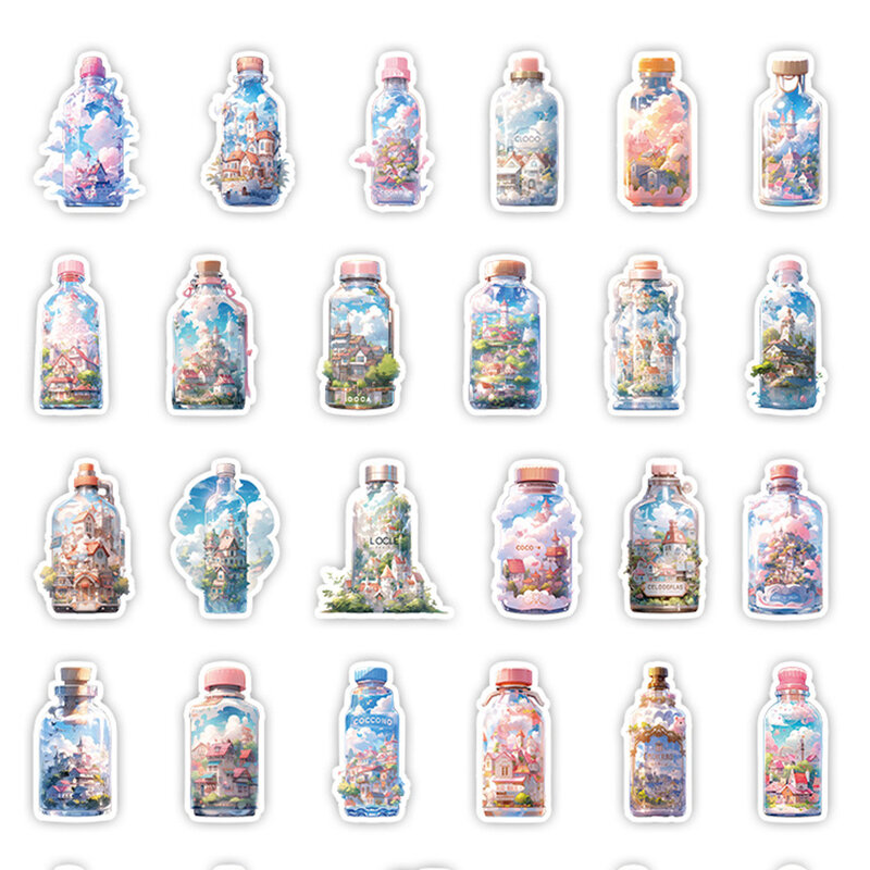 INS Style Bottle World Cartoon Aesthetic Stickers, Cute Girl Decal, Laptop Scrapbook, Decoração Divertida, Gradiente Adesivo, 10 Pcs, 30 Pcs, 50Pcs