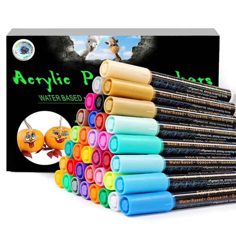 12/36 kolorowe markery akrylowe 0.7/3mm pióro farba akrylowa pióro pióro do rysowania długopis akrylowy biuro szkolne