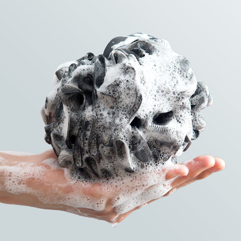 Bagno al carbone di bambù nero bagno per adulti fiore doccia morbida maglia schiuma spugna bagno palla a bolle strumento per la pulizia della pelle accessorio per il bagno