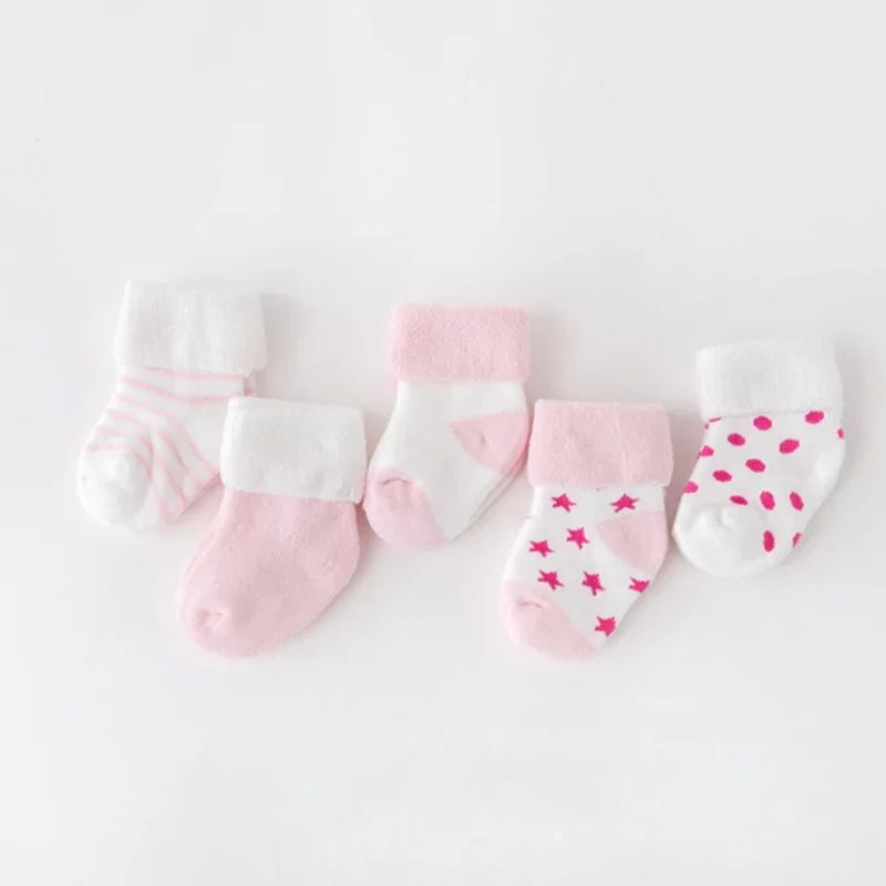 Chaussettes épaisses pour nouveau-né, chaussette chaude pour bébé, garçon et fille, automne et hiver, 5 paires par lot, nouveau