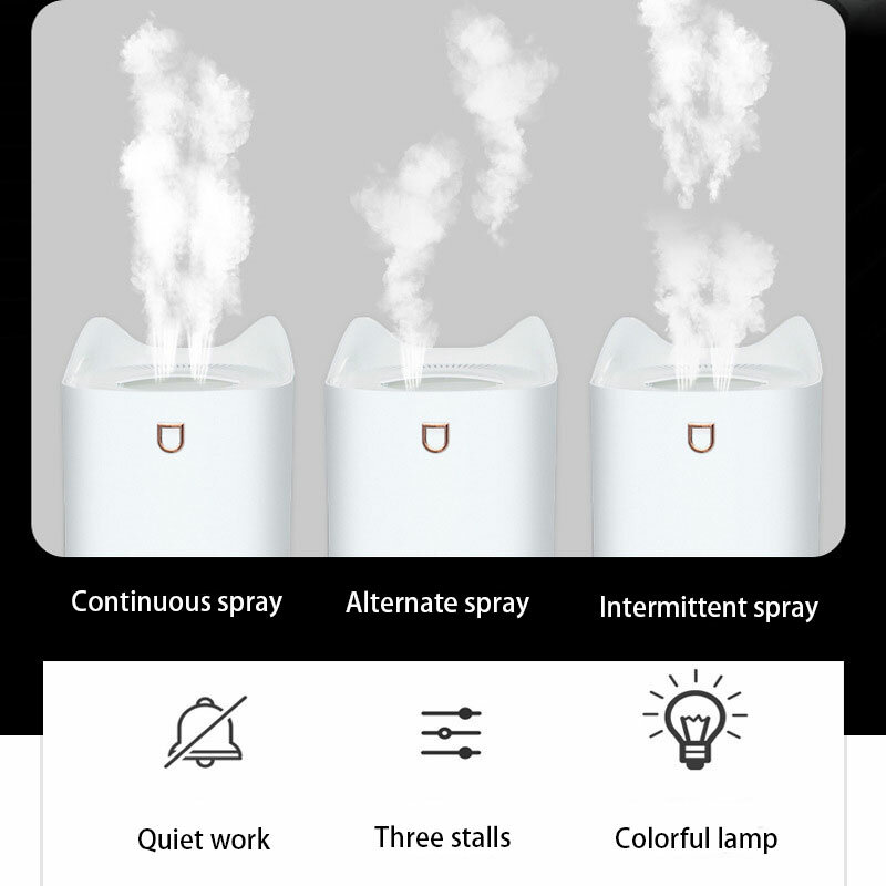 Pelembap Udara Penyebar Aroma Minyak Esensial Nosel Ganda dengan Lampu LED Warna-warni Pelembap Ultrasonik Penyebar Aromaterapi