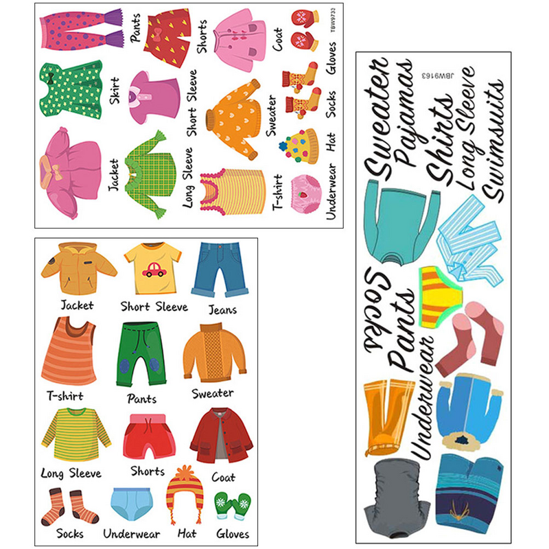 Autocollant de dessin animé coloré multifonctionnel pour garde-robe, autocollant de classification, autocollant de vêtements pour garçons, autocollant MELSticker