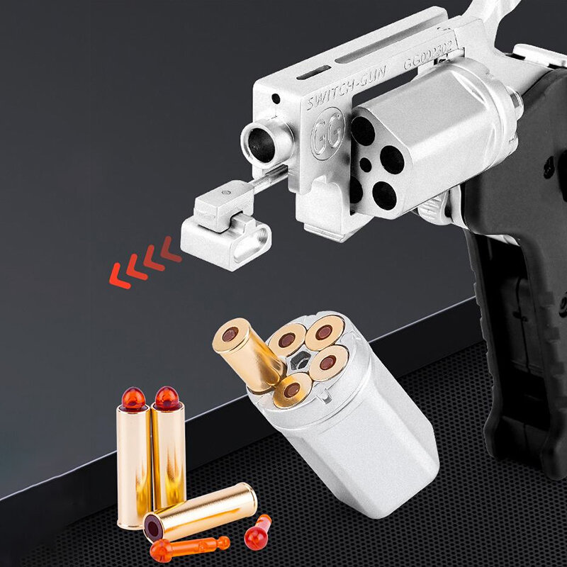 Alloy Left Wheel Metal Model Gun Collapsible Ghost Switch-Gun Folding Simulation Toy Soft Bullet Gun With Plastic Bullets