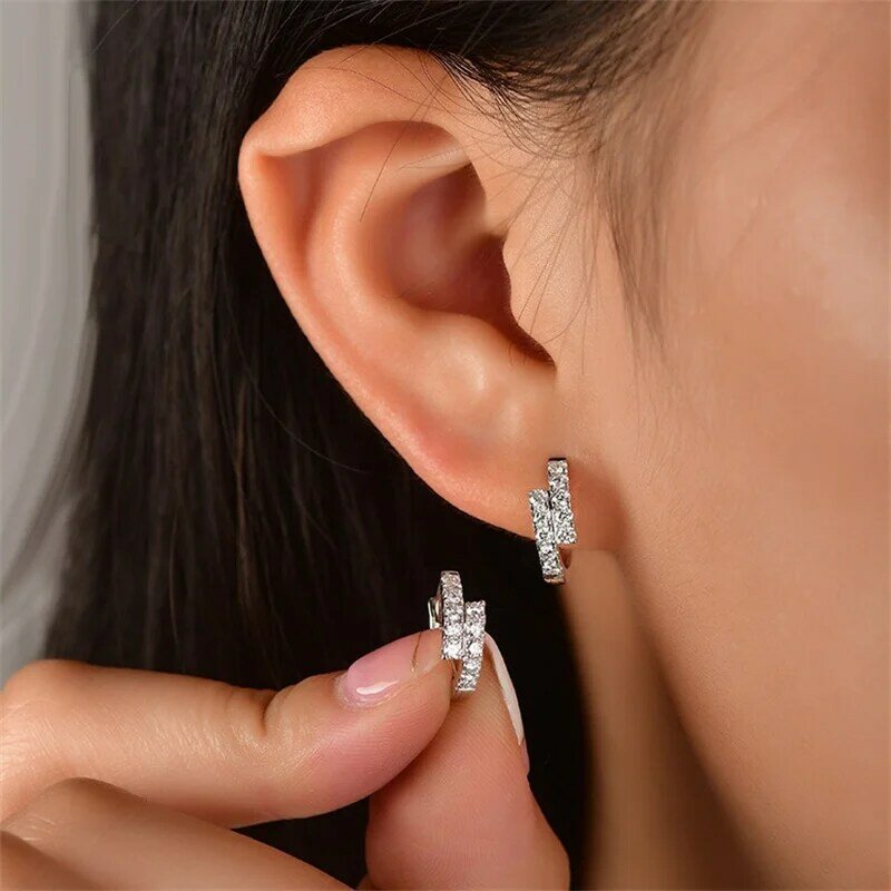 Real 925 Sterling Silver Light Luxury  High-quality Shiny Zircon Earrings for Women Valentine's Day Gift Jewelry