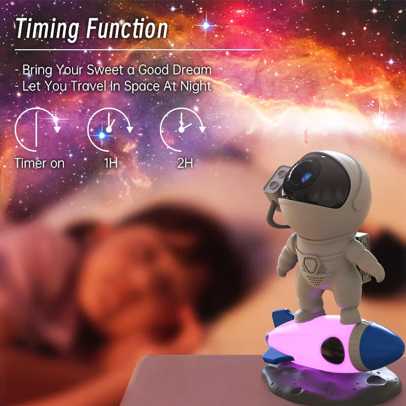Astronauta Rocket Star Projector 12 in1 Galaxy Ambient Night Light 360 ° rotante Starry Sky LED Light Kids Home Bedroom Gift