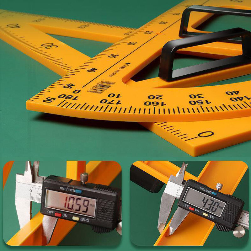 Règle droite de 50/100cm, grand triangulateur, compas, rapporteur, instruments de dessin mathématique pour les enseignants, 9701