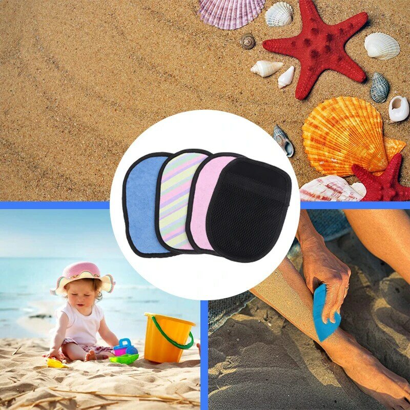 Panno di sabbia a doppio strato guanto da spiaggia sabbia pulito asciugamano in cotone morbido e delicato sulla pelle aiuta i genitori a pulire la sabbia dai bambini
