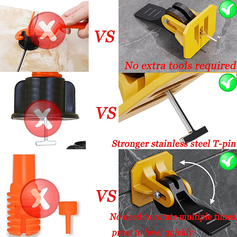 50PCS Replaceable Tile Leveling System For Tile Floor Tiles Leveling Hand Tile Leveling System Construction Tool Set