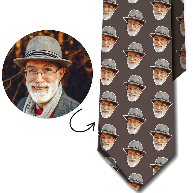 Prywatne niestandardowe zdjęcie LOGO krawat z nadrukiem 3D moda na twarz nowy poliester mężczyźni kobiety spinka do krawata klubowy festiwal imprezowy prezent do zawiązania neutralny