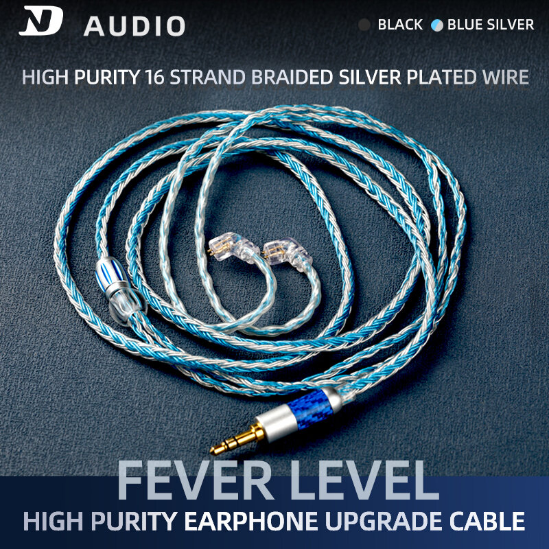 Cable plateado para auriculares ND D2 de 16 hebras, 3,5, grado de fiebre 2,5, alambre de equilibrio 4.4diy, cable de actualización 2pin0.75