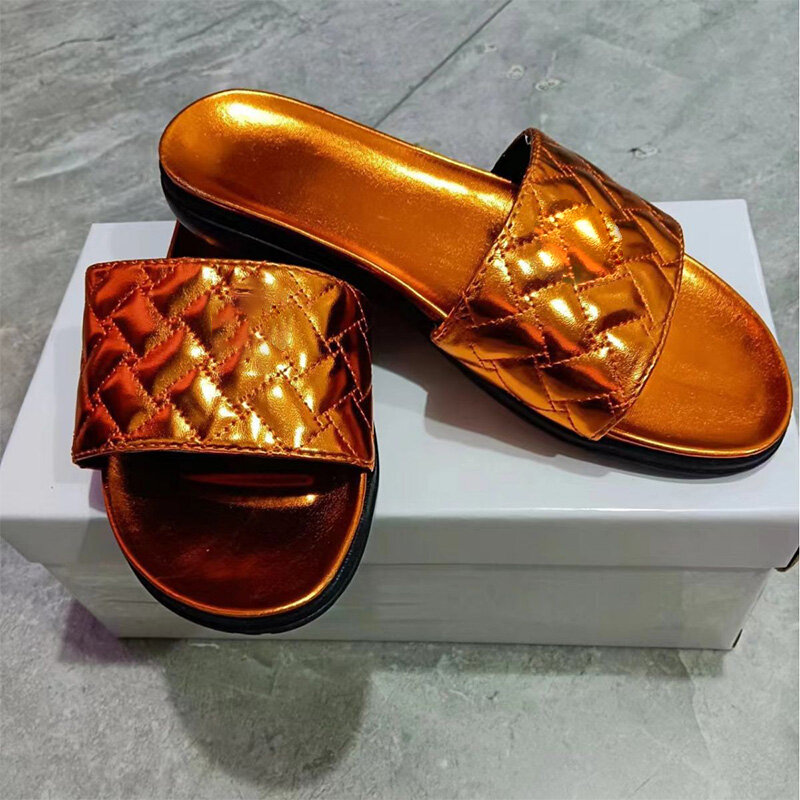 KURT G Colorful Thick Sole Slippers Eagle Head Diamond Buckle Sandals Designer Hardware Outdoor Flat Heel Ladies Sandals Luxury