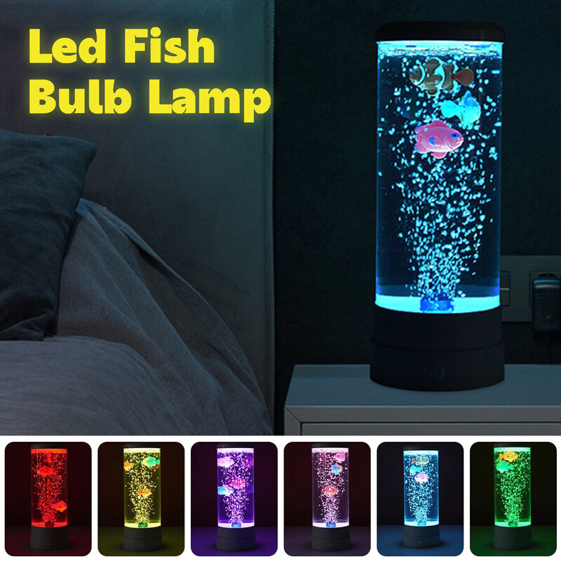 Kit de luz LED nocturna para acuario, lámpara de mesa con cambio Multicolor, Bombilla simuladora de peces, decoración de escritorio para el hogar