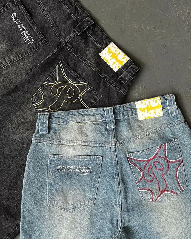 2024 новые модные повседневные джинсы Y2k хип-хоп Harajuku Goth мешковатые джинсовые брюки для мужчин и женщин универсальные свободные брюки WideLeg уличная одежда