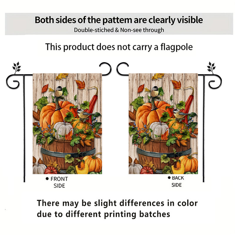 1pc Maple leaf cat pumpkin pattern flag, Christmas double-sided printed garden flag, farm yard decoration, excluding flagpoles