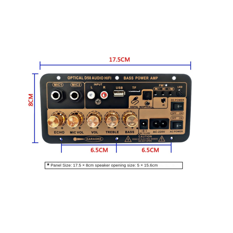 D50 لوحة مكبر للصوت مع الصوت البصري ، بلوتوث ، usb ، راديو fm ، مشغل tf ، مضخم للصوت للمنزل والسيارات ، قابس الولايات المتحدة