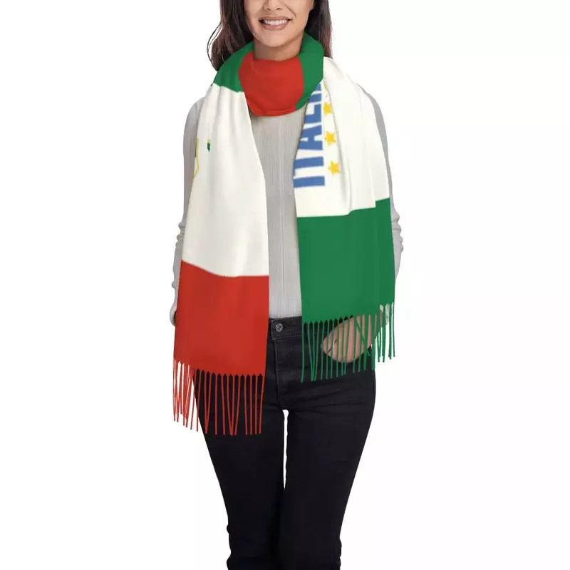 Flag Of Italy Scarf Wrap Women Long Winter Fall Warm Tassel Shawl Unisex Scarves