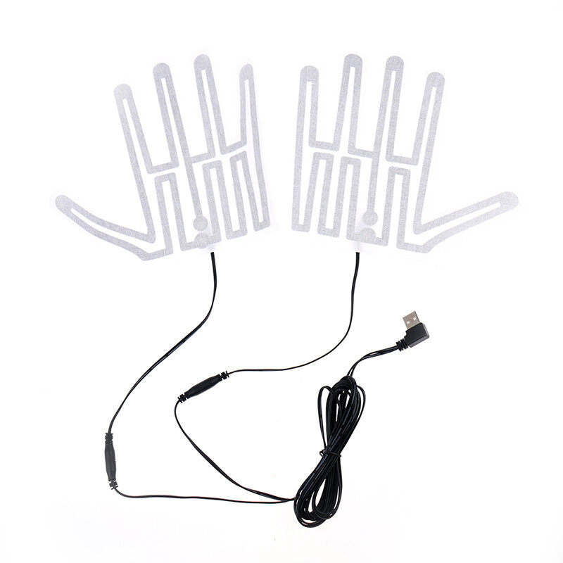 Calcetines calefactados USB, almohadillas de fibra de carbono, plantillas calentadas eléctricas, guantes calientes para brazo, manos y cintura, 5x9CM, 5V, 1 par