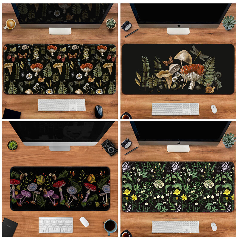 لطيف الألعاب Deskmat Vintage ماوس الوسادة النباتية ماوس النباتات الفطر البري الزهور ، لوحة مفاتيح كبيرة الكمبيوتر المحمول ديكور Deskpad