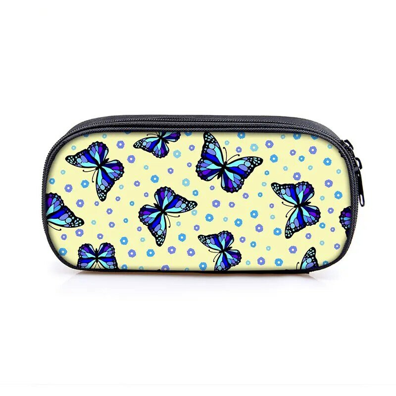 Cute Insects Print Cosmetic Case Pencil Bag Women Makeup Bags Butterfly Dragonfly Honeybee Pen Box Casual Storage Bags Organizer