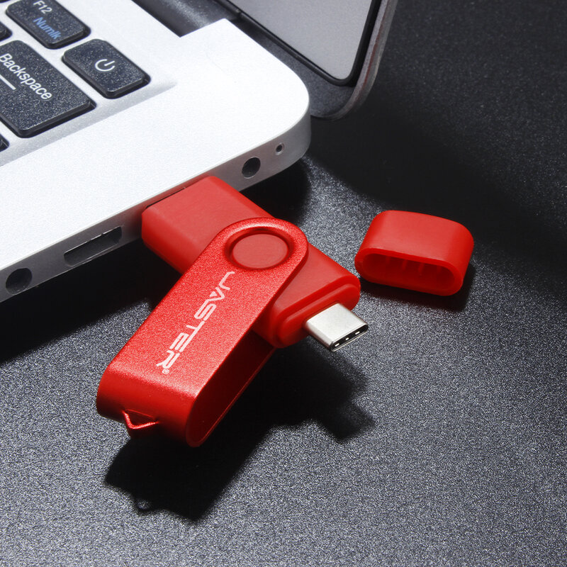 JASTER-unidad Flash USB giratoria roja, Pen Drive de 128GB, 2,0 TYPE-C, 64GB, 32GB, 16GB, 8GB, regalo creativo