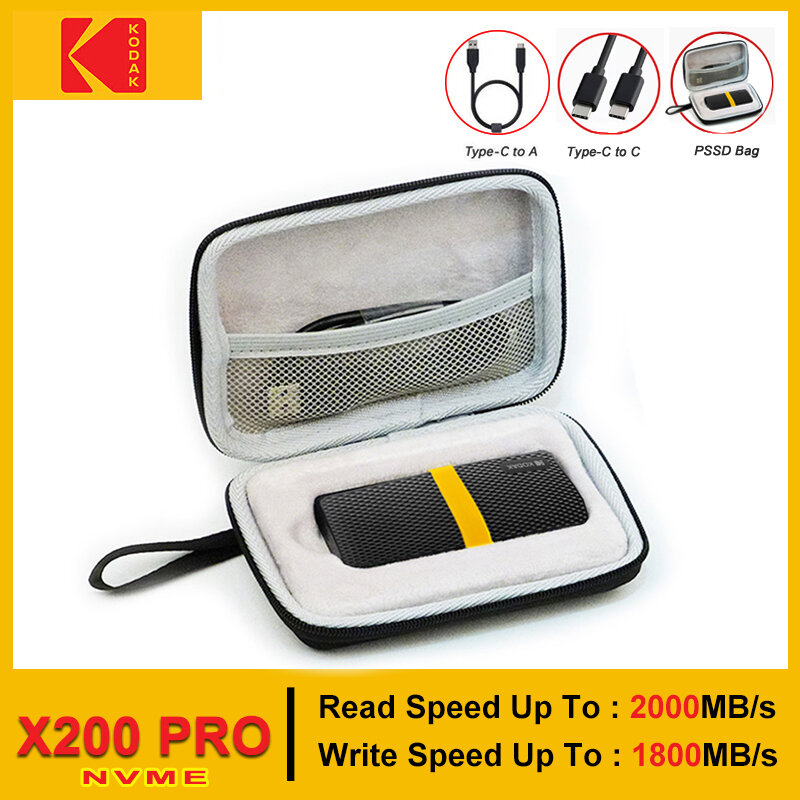 Kodak-disco duro externo X200 Pro, unidad de estado sólido para ordenador portátil, Macbook y PC, 2TB, 1TB, USB 3,1, tipo C, 512GB, 256GB