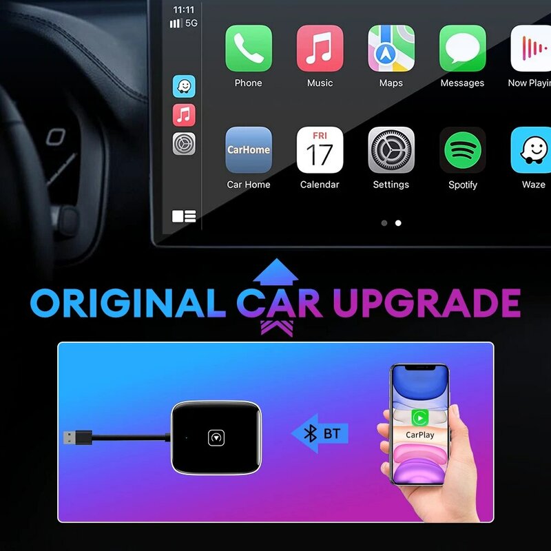 เครื่องแปลงอัจฉริยะแบบมีสายเป็นไร้สาย CarPlay Ai BOX รถแอนดรอยด์รองรับ Netflix YouTube สำหรับ Audi Toyota VW Mercedes Subaru