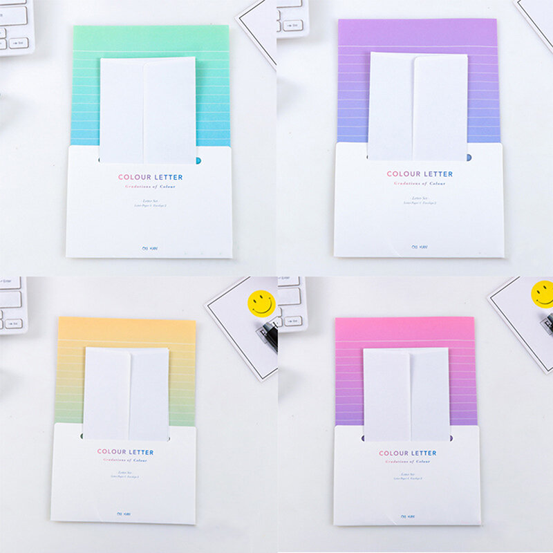 Papel forrado creativo con letras de colores, 4 piezas, escritura, 2 sobres de piezas