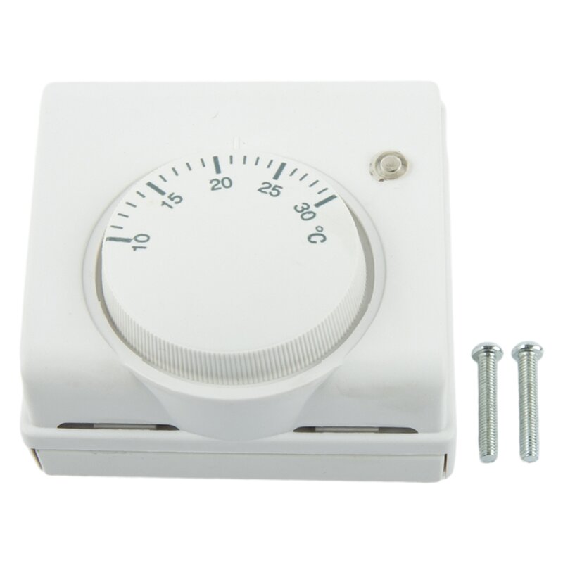Saklar suhu termostat L83 X H83 X T31mm, pengontrol suhu kamar putih 2-kawat 220V AC ABS untuk restoran Hotel