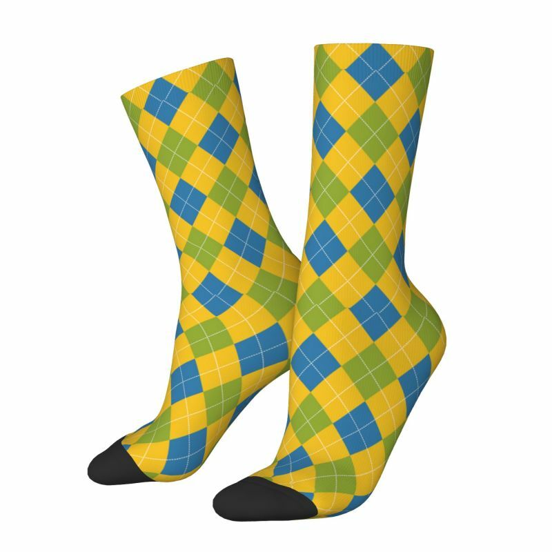 Calcetines estampados coloridos para hombre y mujer, medias elásticas con patrón de rombos, para verano, Otoño e Invierno