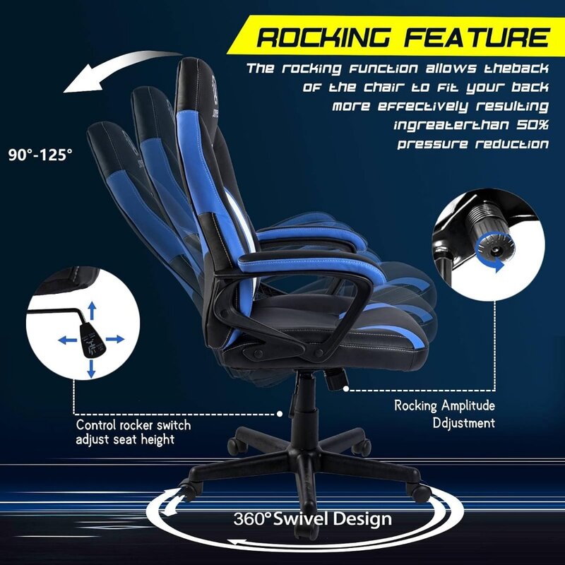 Silla ergonómica para Gaming, sillón de ordenador, carreras, PC, oficina, adultos, adolescentes