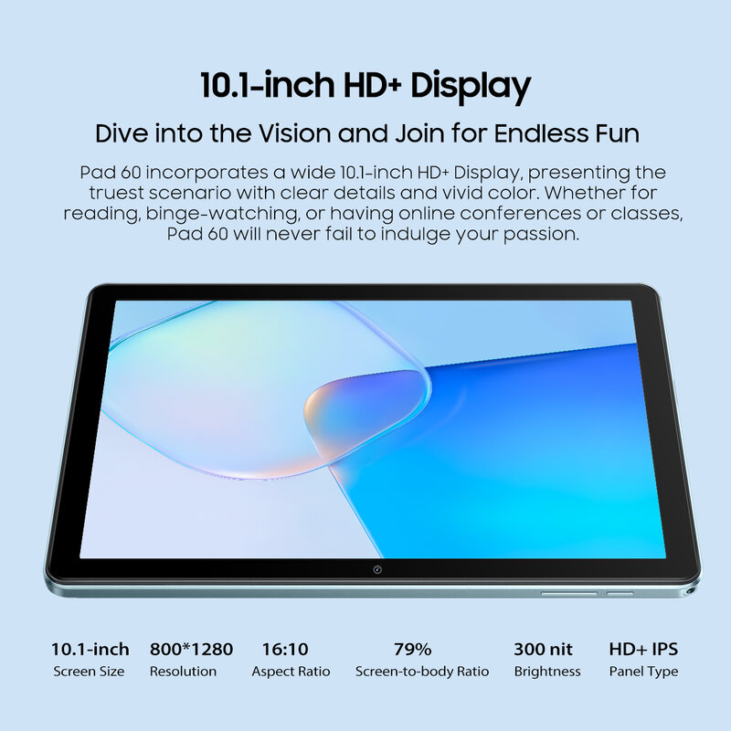 Oscal Pad 60 Tablet 10.1 ''HD + wyświetlacz 3GB RAM 64GB ROM 6580mAh bateria Android 12 podwójny głośnik Box tablety PC Wifi