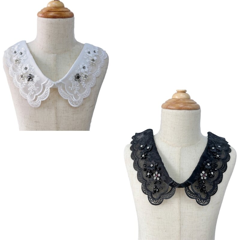 Hand Beading Pearls Collar Elegant Sweet Girls Blouse Collar Elegant Lapel Shawl Dropship