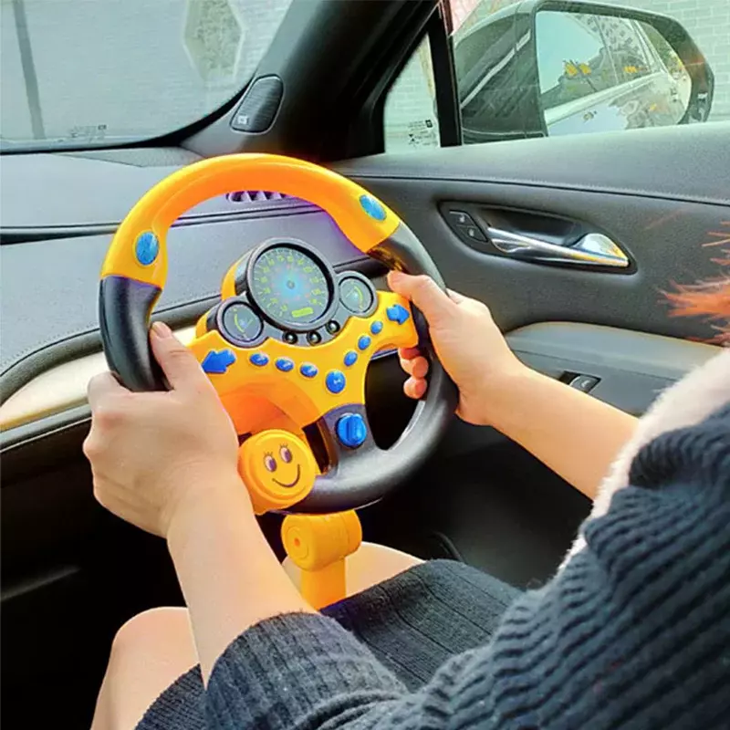 ของเล่น Setir mobil จำลองไฟฟ้าพร้อมรถเข็นก่อนการศึกษาสำหรับเด็กมีเสียงเบาของเล่นเสียงร้อง Setir mobil