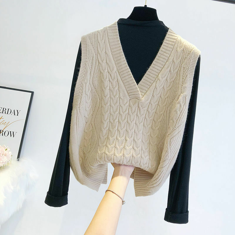 Chaleco de punto para mujer, ropa de otoño, suéter elegante Preppy de estilo coreano, lana, novedad de 2023