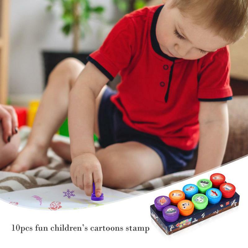 Cartoon Briefmarken für Kinder selbst färben 10 Stück Pilzform verschiedene Briefmarken für Kinder Selbst Tinte Cartoon Briefmarken Party bevorzugen Kinder