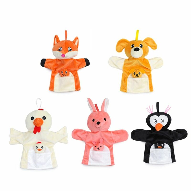 Marionetas de mano de felpa para niños y padres, marionetas de dedo de pingüino lindo, Chick Rabbit, marionetas de animales para contar historias
