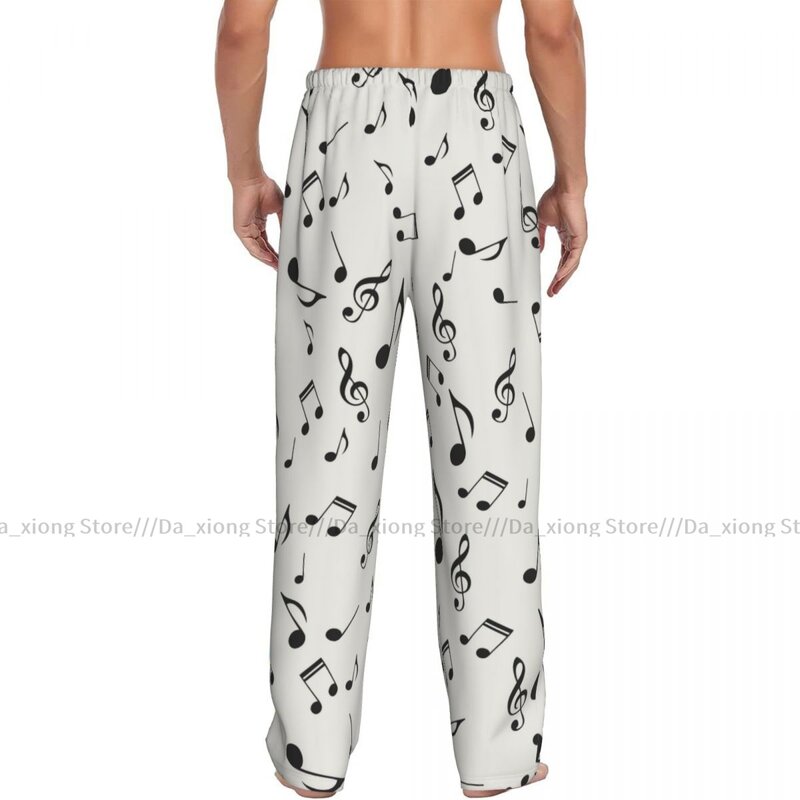 Men's Sleepwear Loose Sleep Pants Pajamas Musical Notes Long Lounge Bottoms Casual Homewear