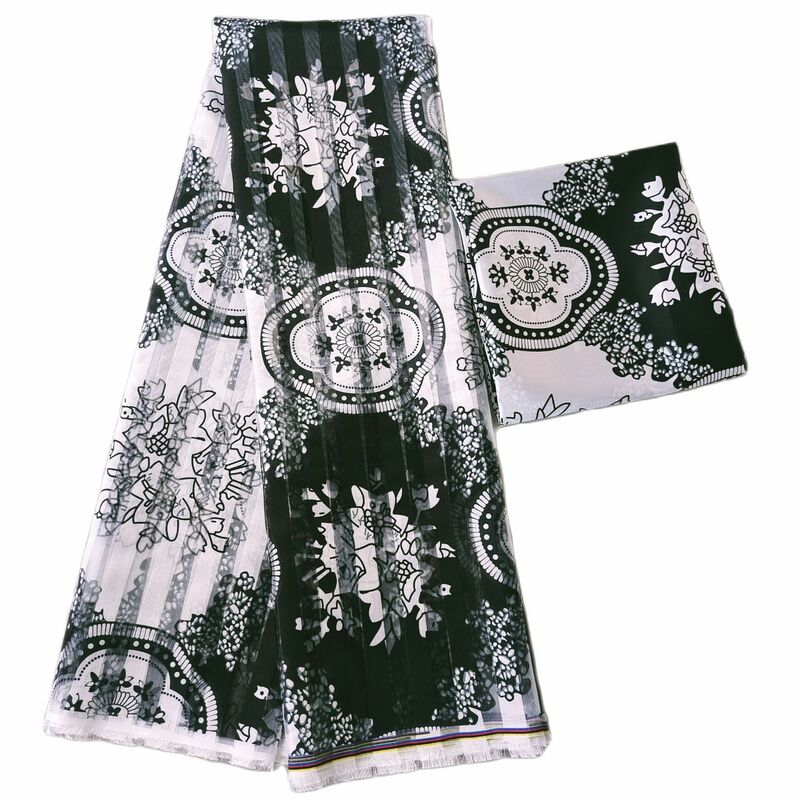 Tela de seda satinada de Organza para vestido de fiesta, tela estampada de alta calidad, diseño africano, 6 yardas, nuevo, 2023